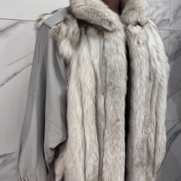 VINTAGE bomber leather jacket with Mink body - Picture 1 of 4